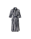 SHORT SLEEVE SCRIBBLE COTTON POPLIN BELTED SHIRTDRESS