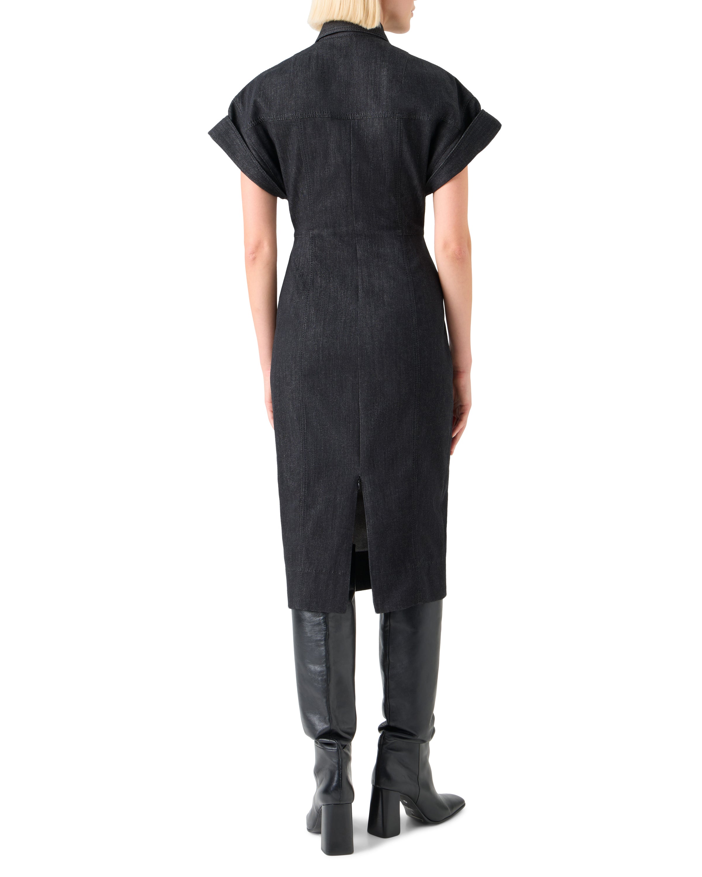 DENIM MIDI DRESS WITH POLO COLLAR