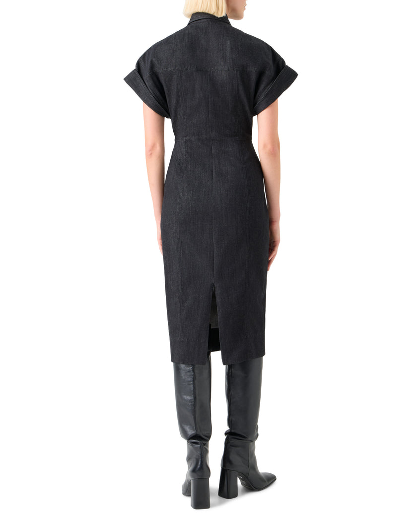 DENIM MIDI DRESS WITH POLO COLLAR