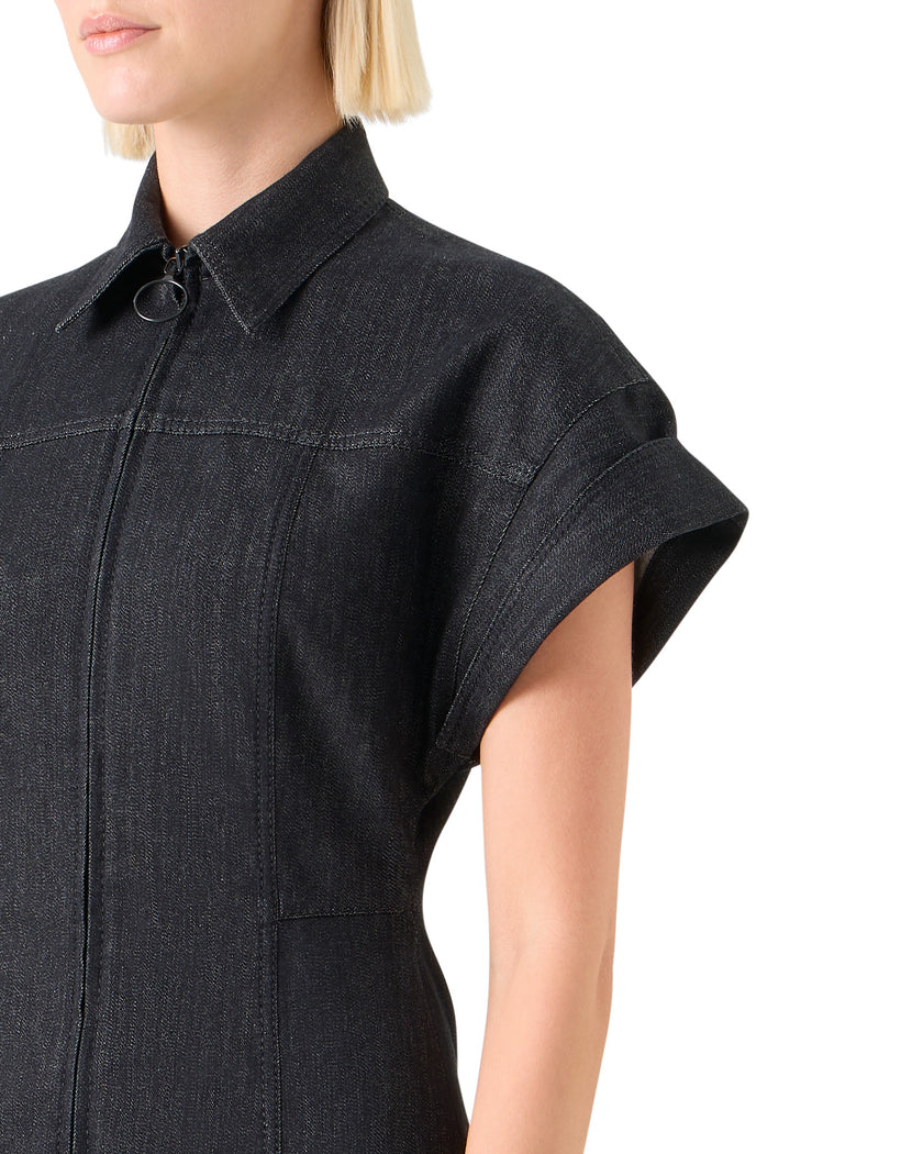 DENIM MIDI DRESS WITH POLO COLLAR
