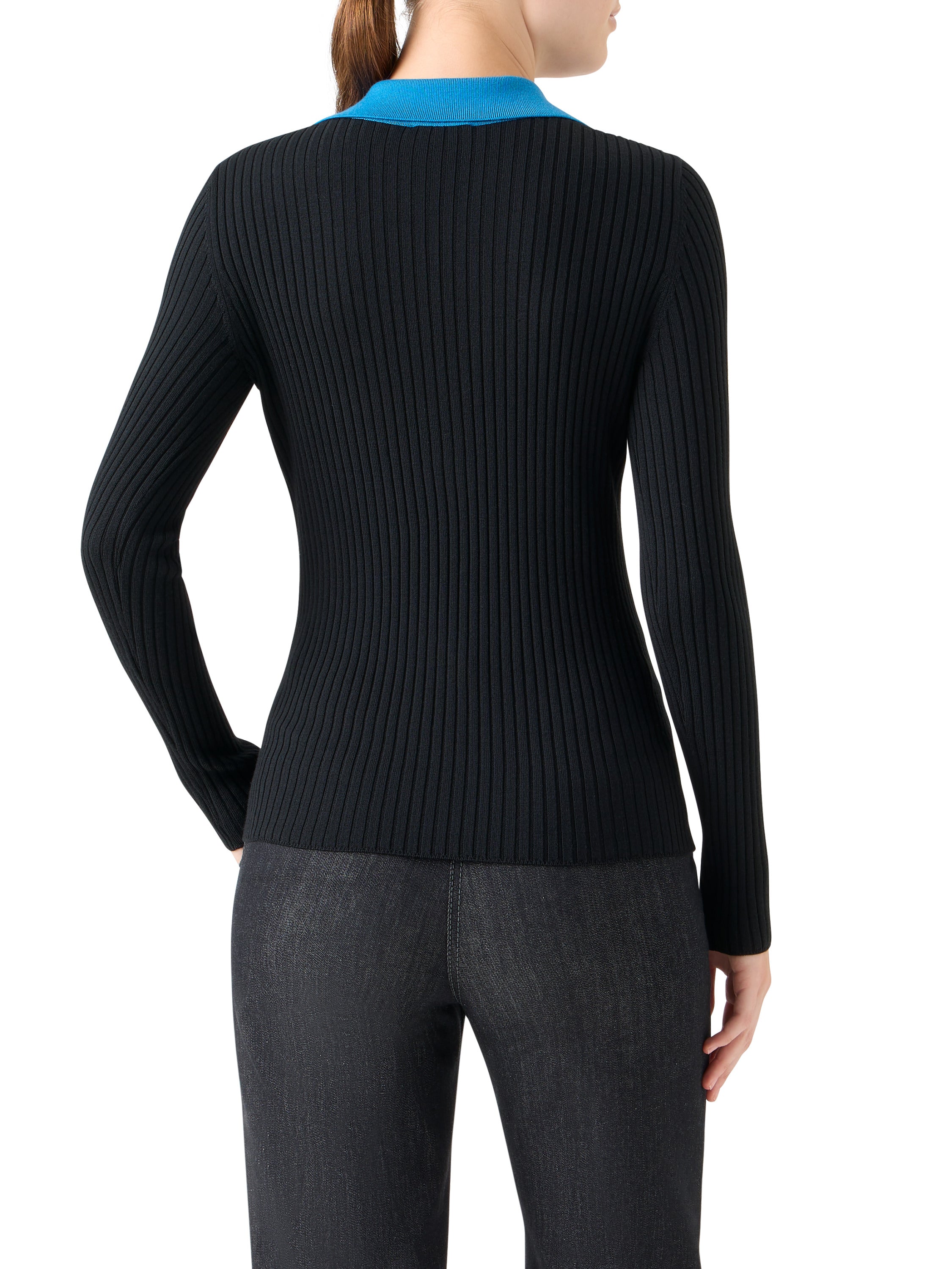 COLORBLOCK RIB KNIT POLO SWEATER