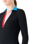 COLORBLOCK RIB KNIT POLO SWEATER