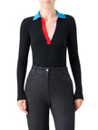 COLORBLOCK RIB KNIT POLO SWEATER