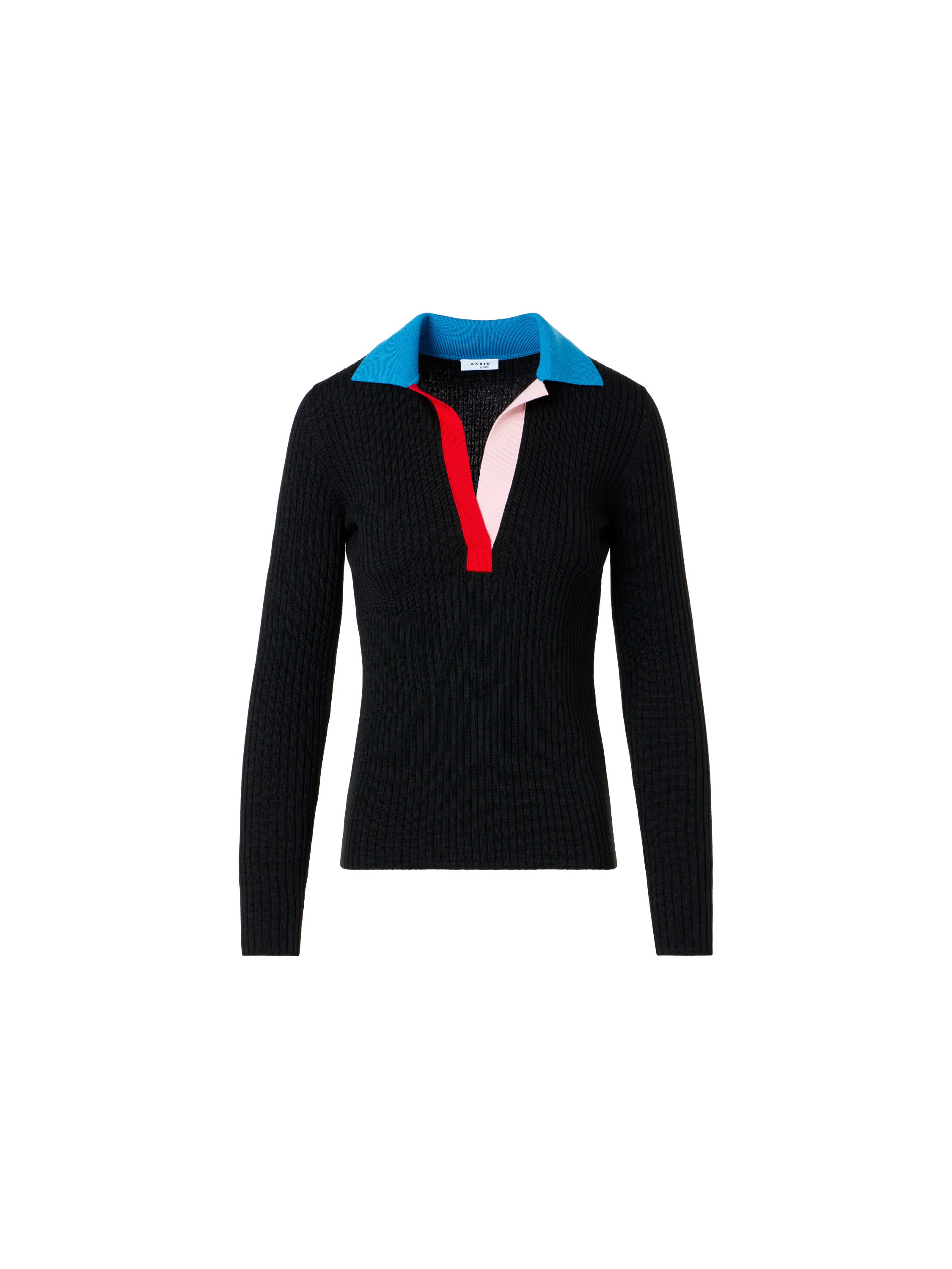 COLORBLOCK RIB KNIT POLO SWEATER