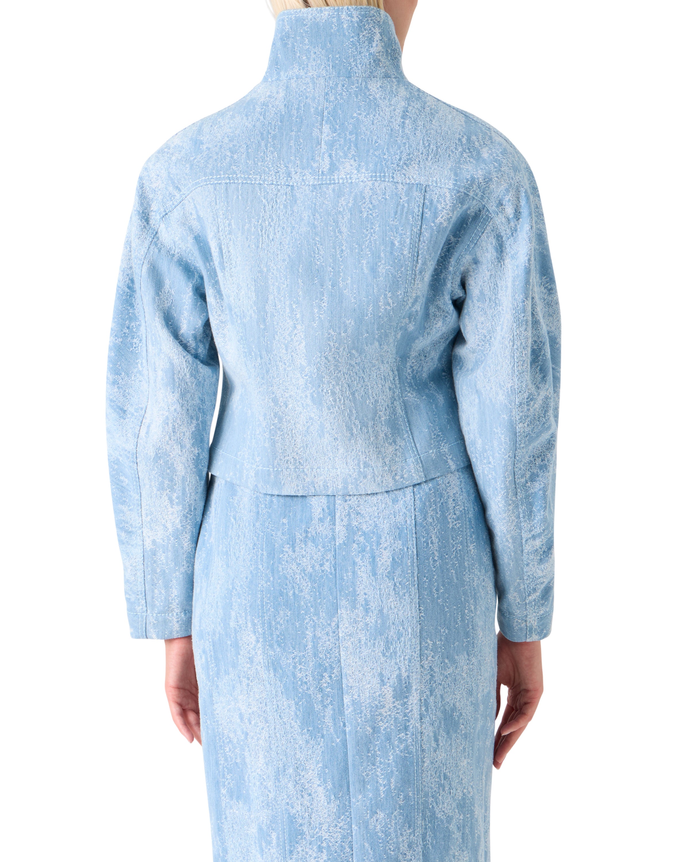 WASHED JACQUARD DENIM JACKET