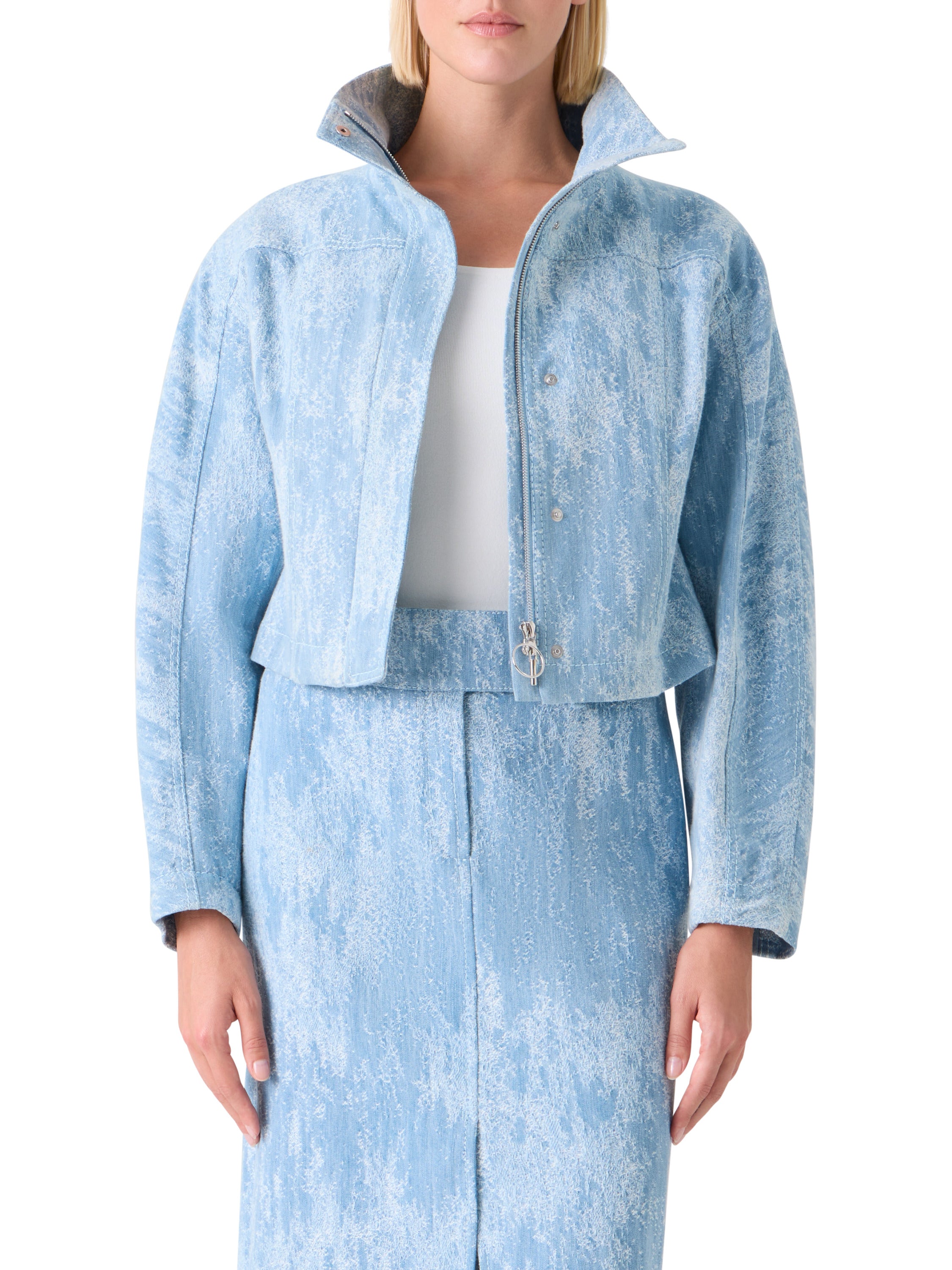 WASHED JACQUARD DENIM JACKET