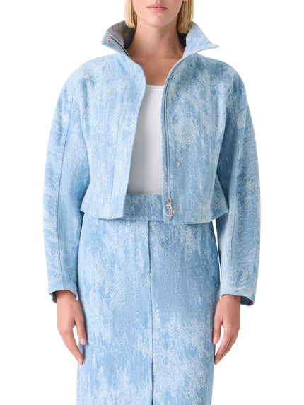 WASHED JACQUARD DENIM JACKET
