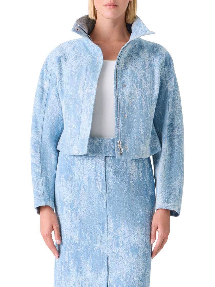 WASHED JACQUARD DENIM JACKET