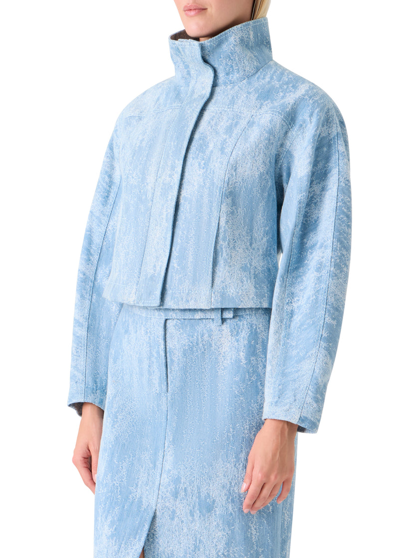 WASHED JACQUARD DENIM JACKET