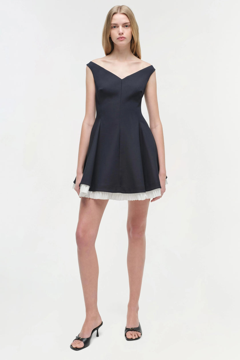 DOROTHIE PLEATED COMBO MINI DRESS