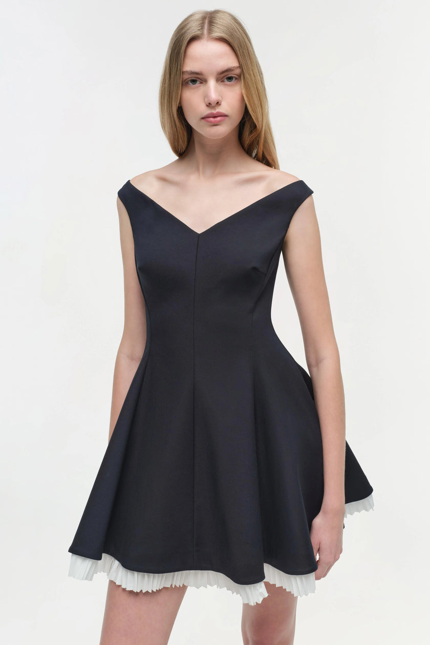 DOROTHIE PLEATED COMBO MINI DRESS
