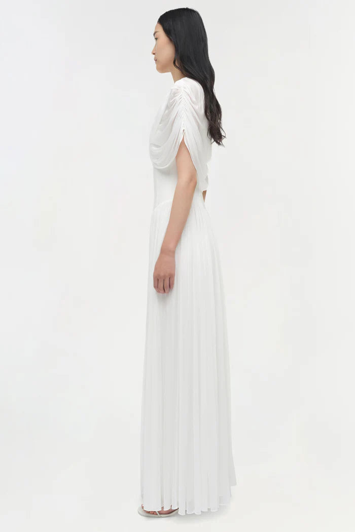 NANICE DRAPED JERSEY CAPE MIDI DRESS