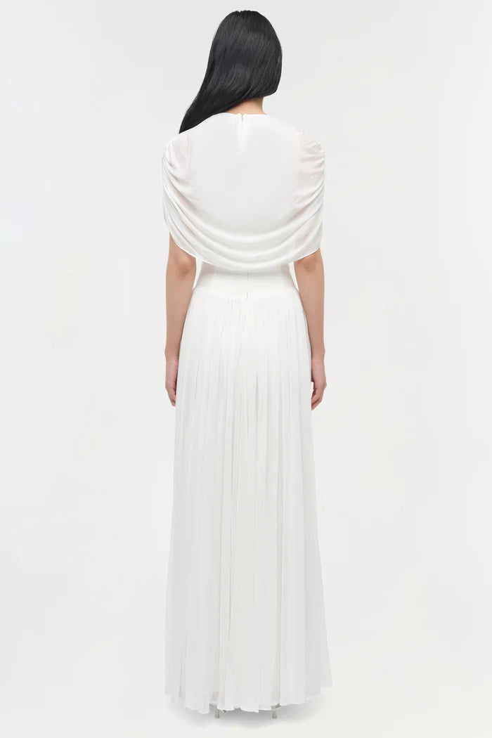 NANICE DRAPED JERSEY CAPE MIDI DRESS