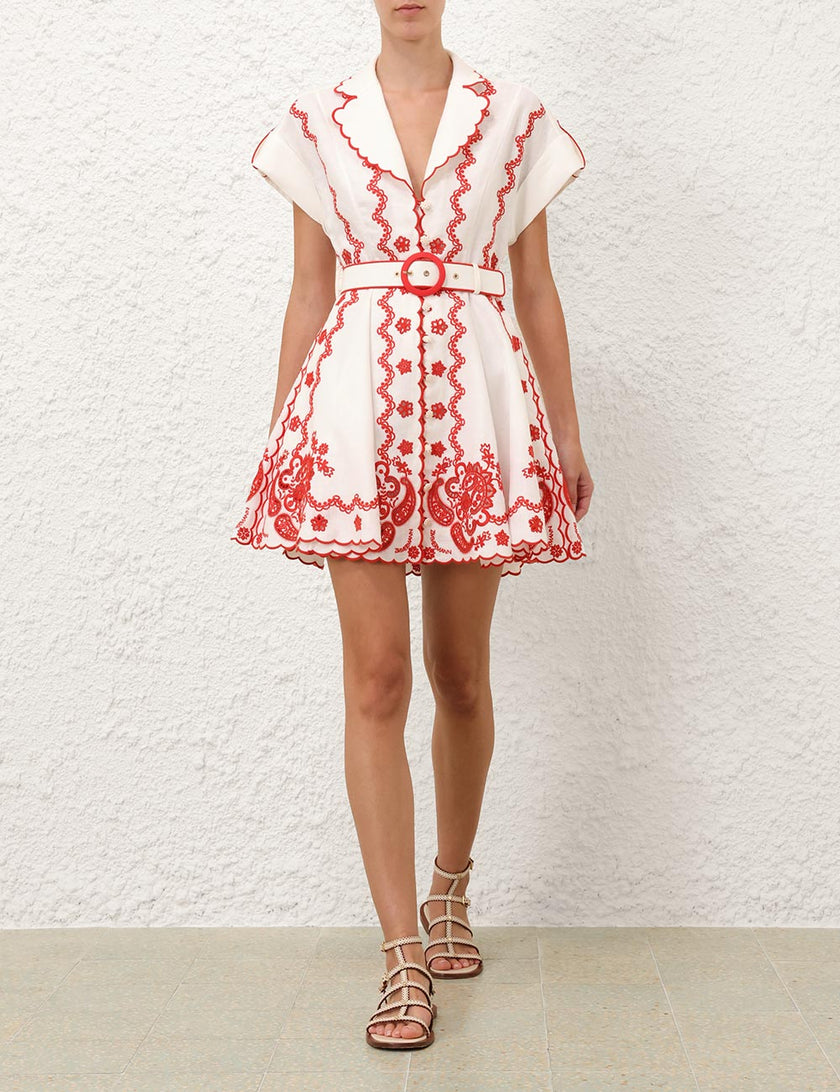 LUCKY EMBROIDERED MINI DRESS