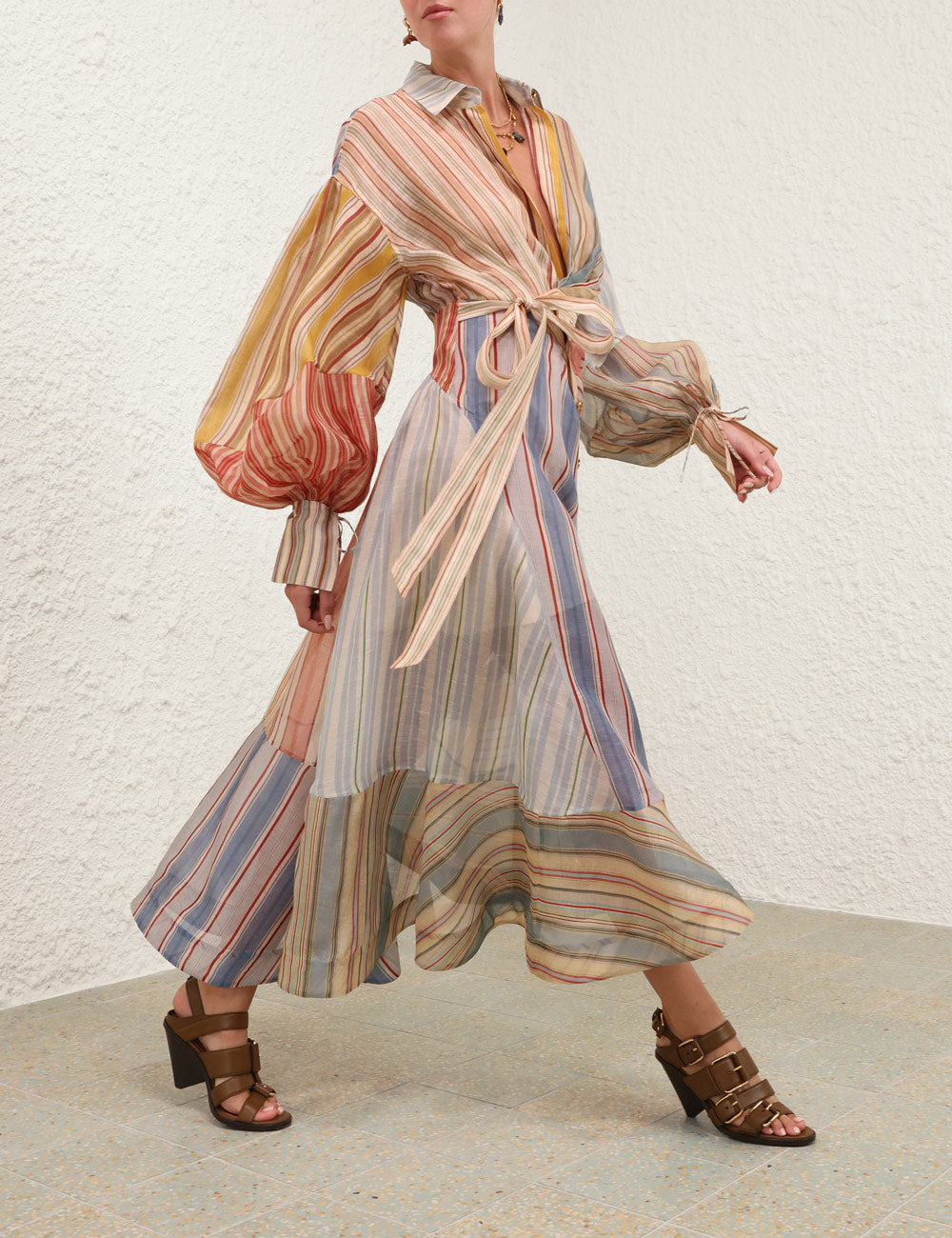 REBELLION STRIPED MIDI DRESS