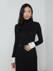 FLORA POPLIN CUFF TURTLENECK