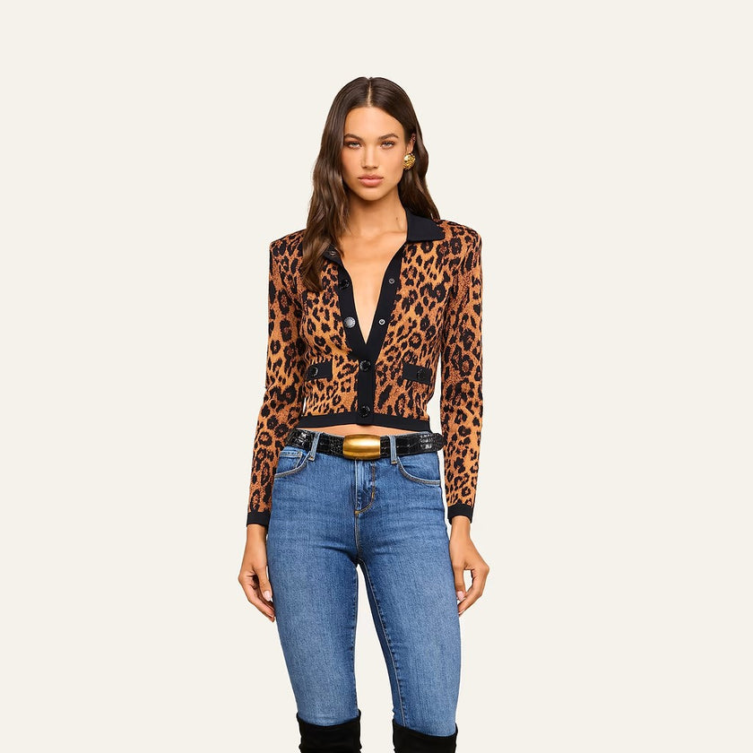 OSIRIS JACQUARD CARDIGAN IN JAVAN LEOPARD
