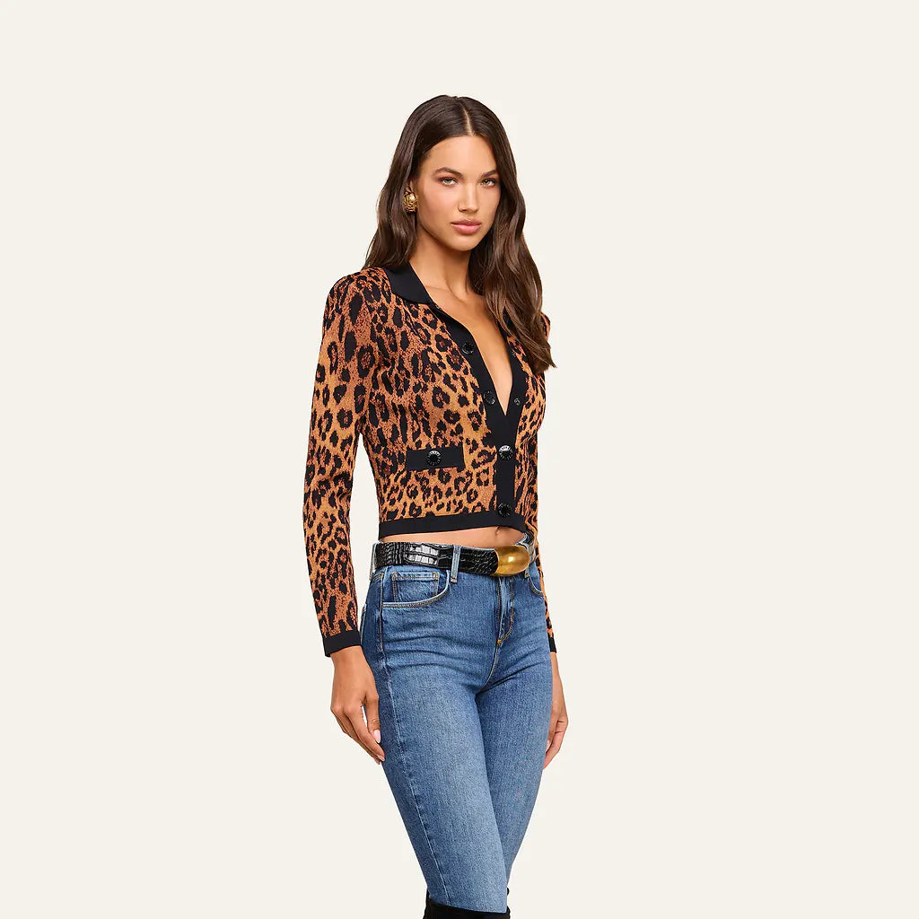 OSIRIS JACQUARD CARDIGAN IN JAVAN LEOPARD