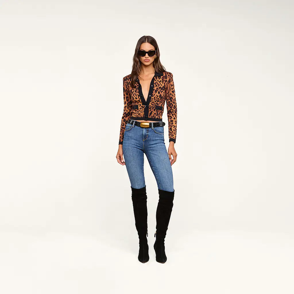 OSIRIS JACQUARD CARDIGAN IN JAVAN LEOPARD