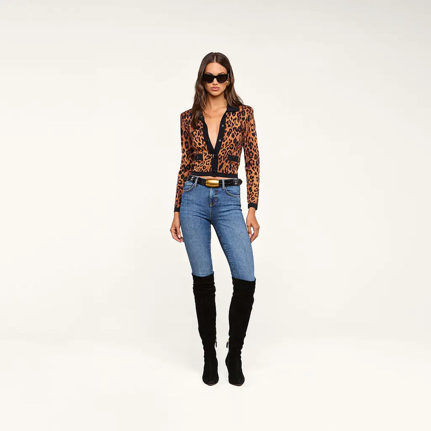 OSIRIS JACQUARD CARDIGAN IN JAVAN LEOPARD