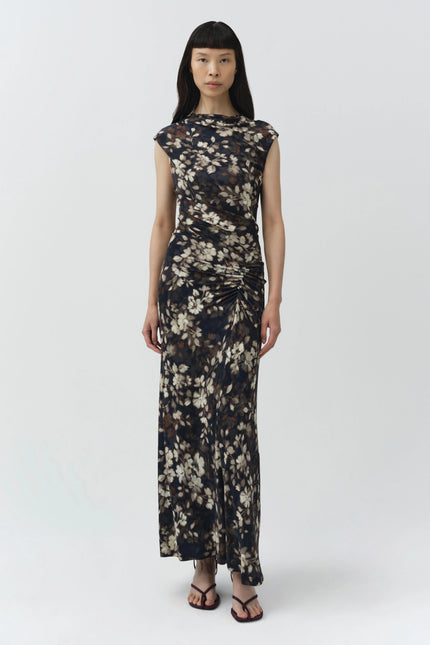 ACACIA DRAPED JERSEY MIDI DRESS