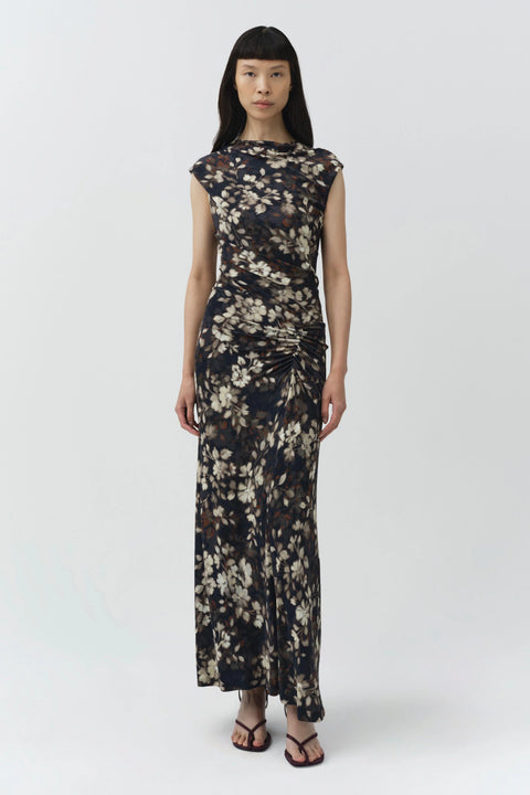 ACACIA DRAPED JERSEY MIDI DRESS