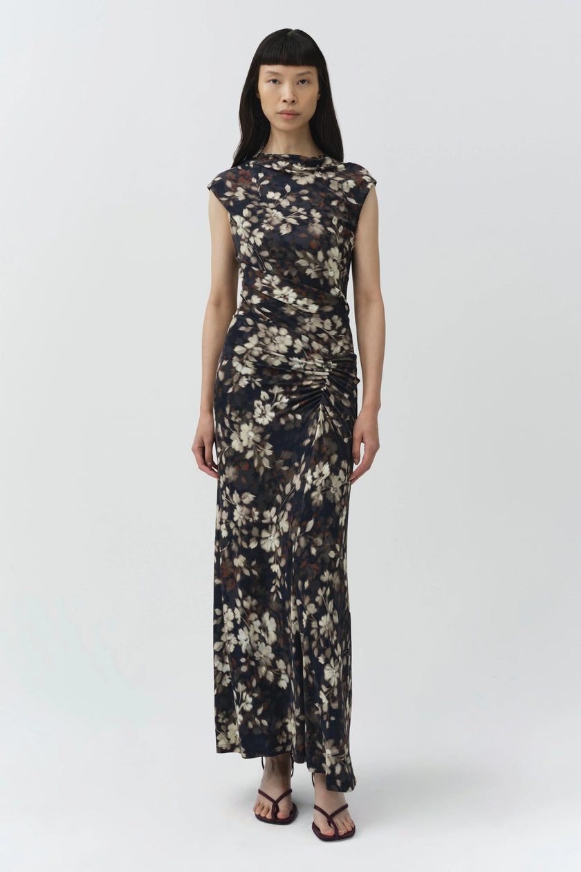 ACACIA DRAPED JERSEY MIDI DRESS