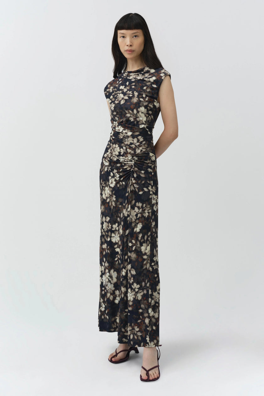 ACACIA DRAPED JERSEY MIDI DRESS