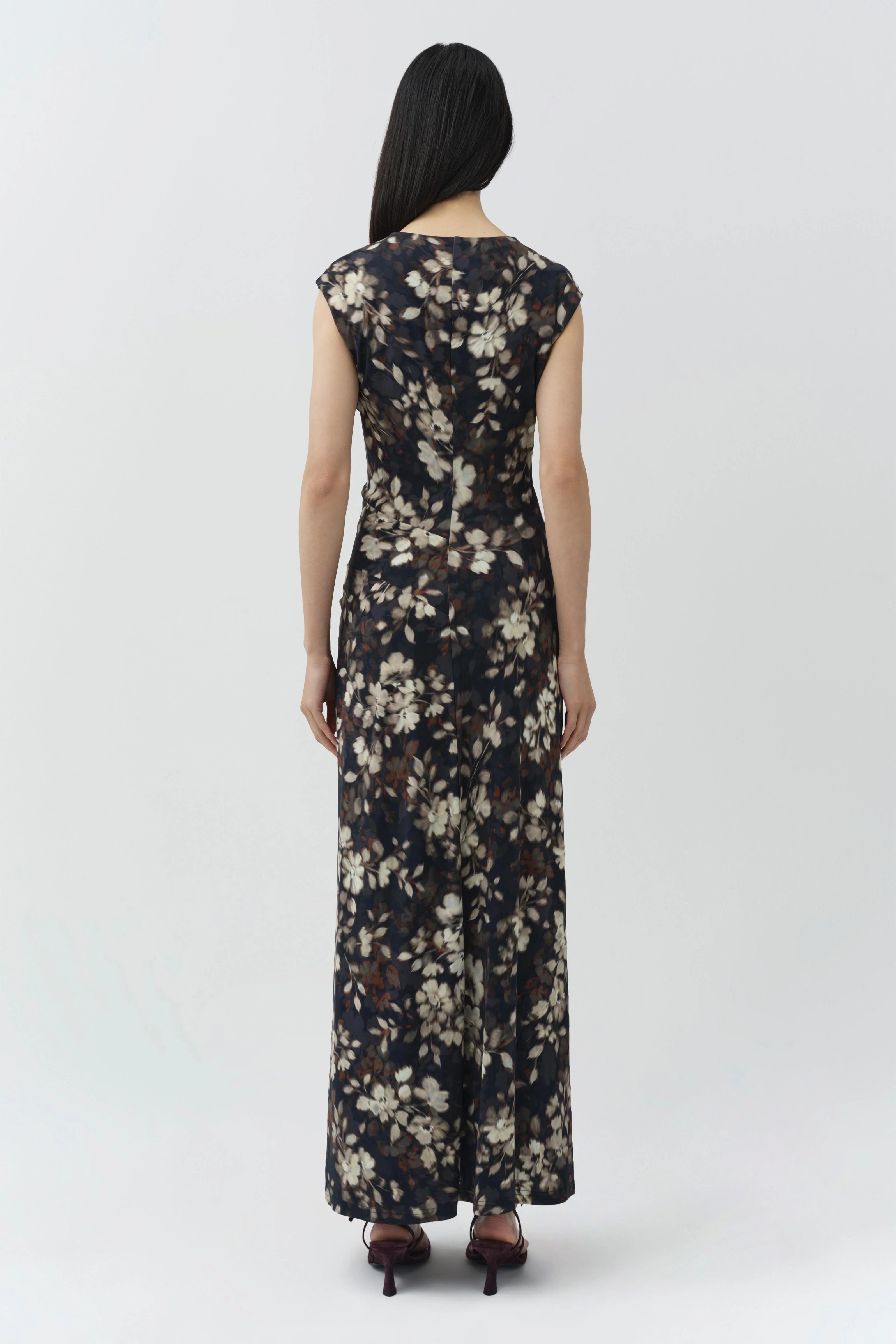 ACACIA DRAPED JERSEY MIDI DRESS