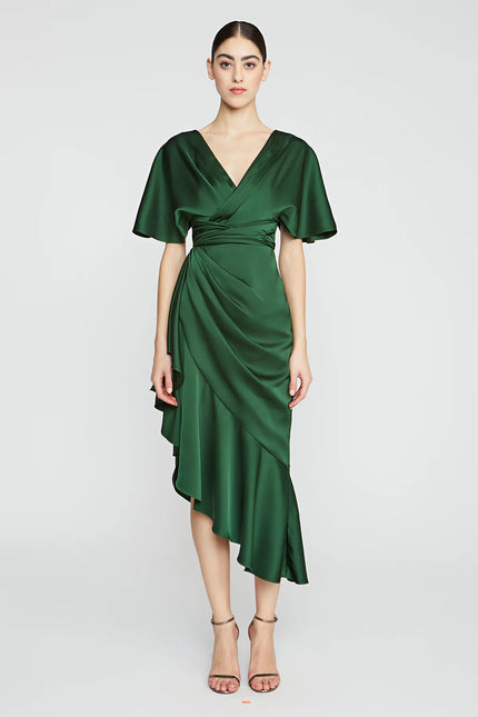 GWEN ASYMMETRICAL RUFFLE DRESS