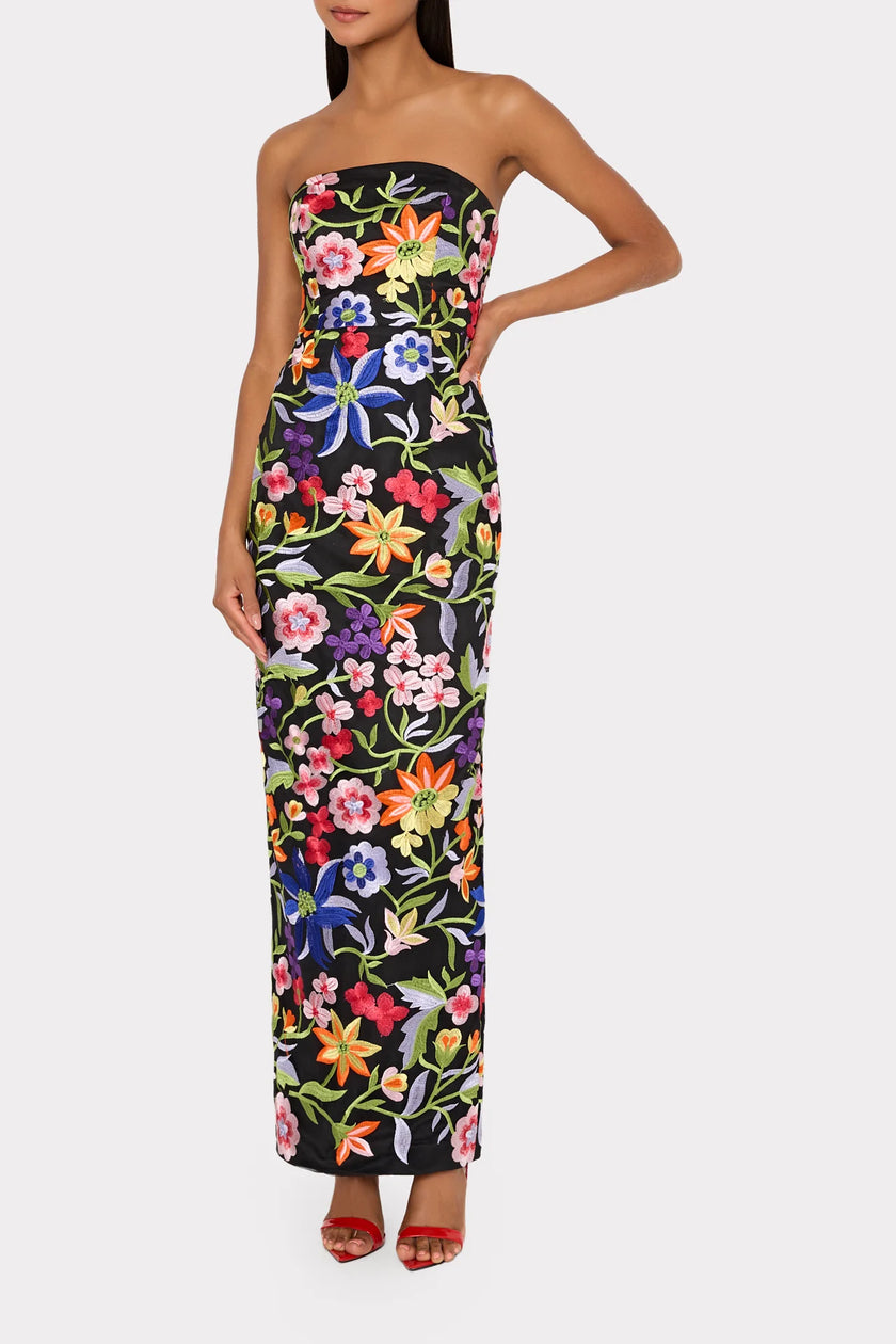 MAGNOLIA MESH EMBROIDERY MAXI DRESS