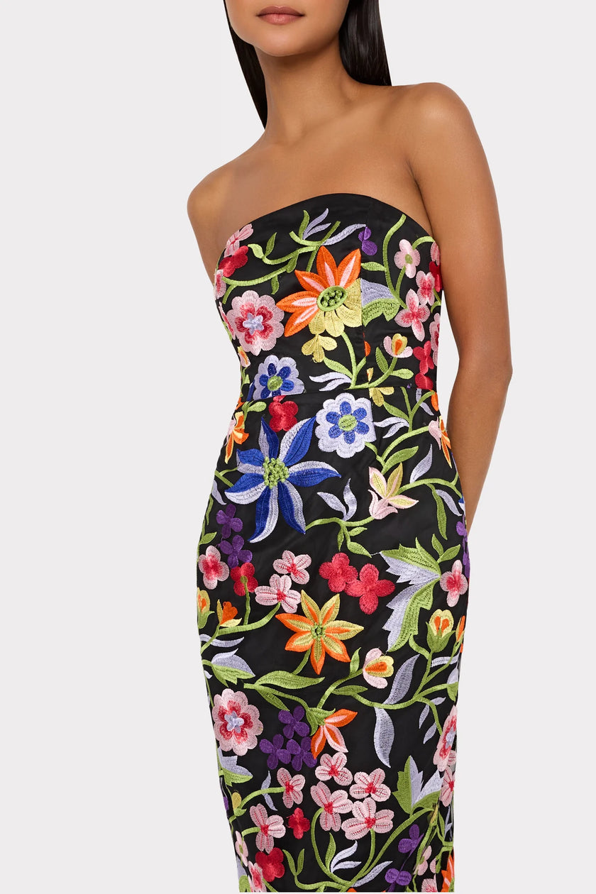 MAGNOLIA MESH EMBROIDERY MAXI DRESS