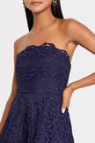 SONJA CURLED LACE STRAPLESS GOWN