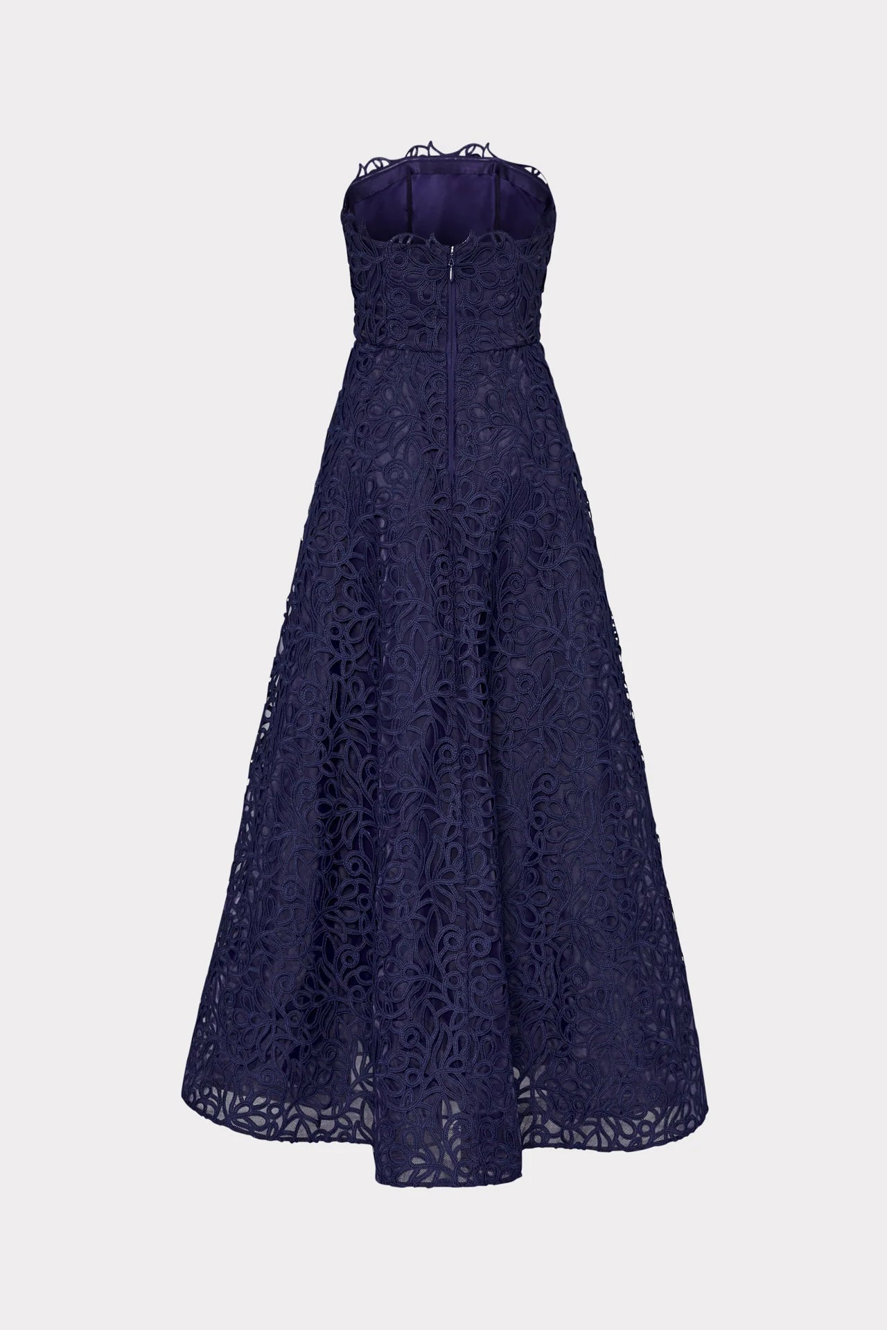 SONJA CURLED LACE STRAPLESS GOWN