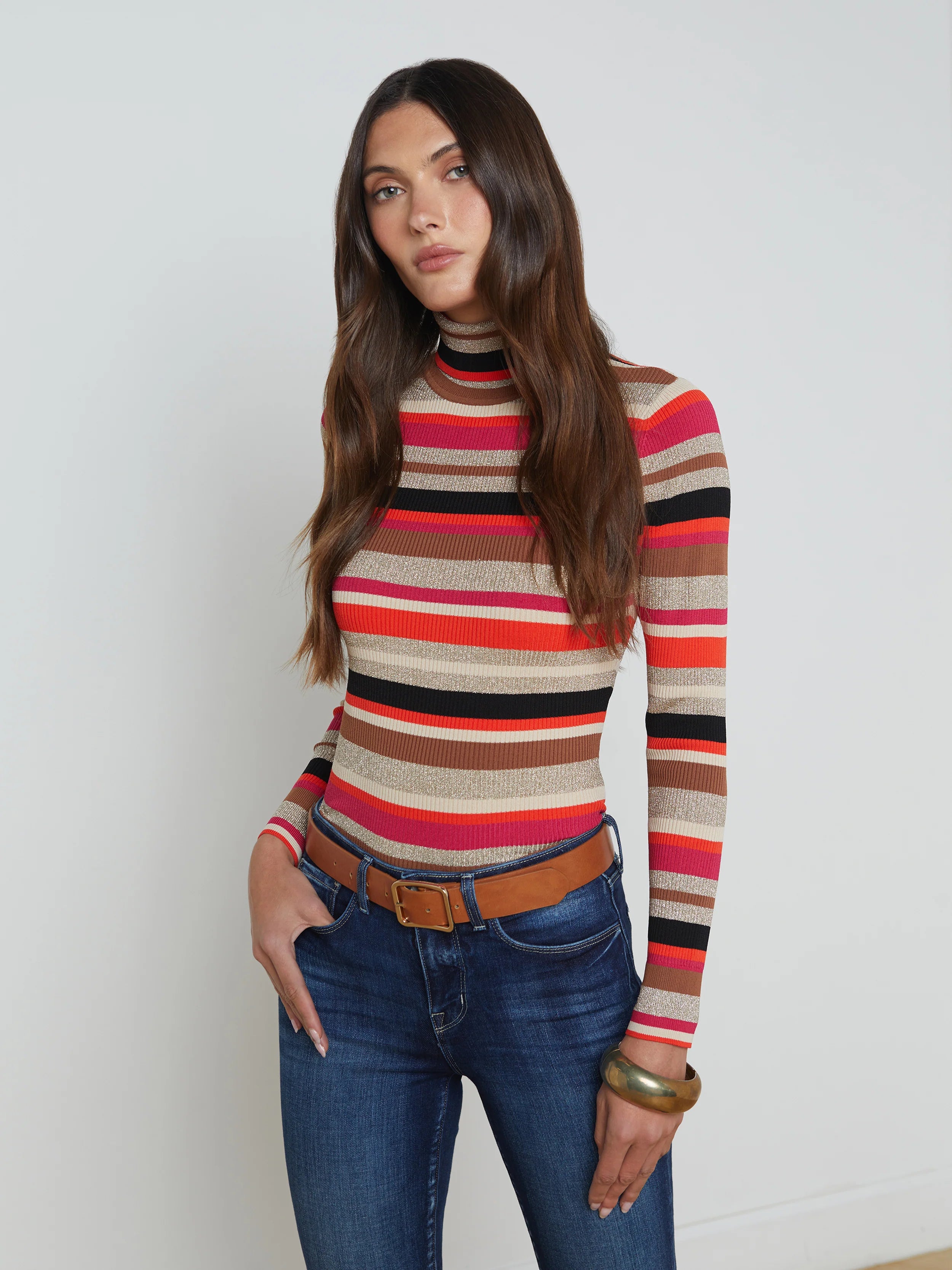 OLENE STRIPED TURTLENECK