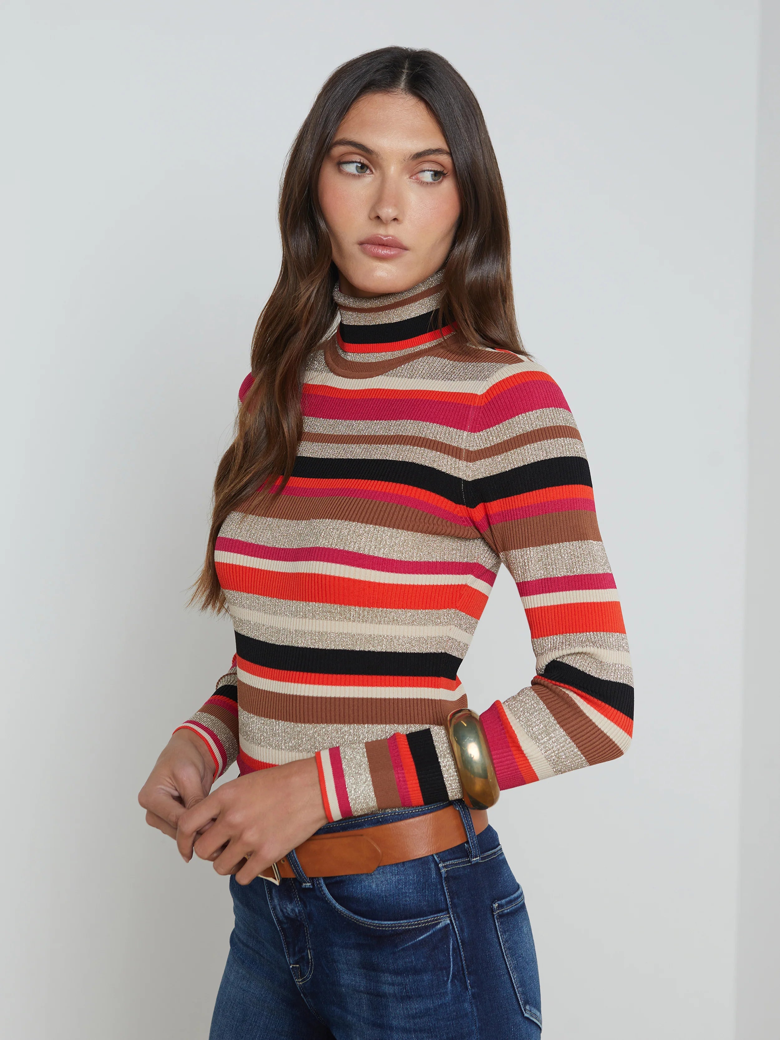 OLENE STRIPED TURTLENECK