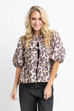LEOPARD DENIM KNOT TIE TOP