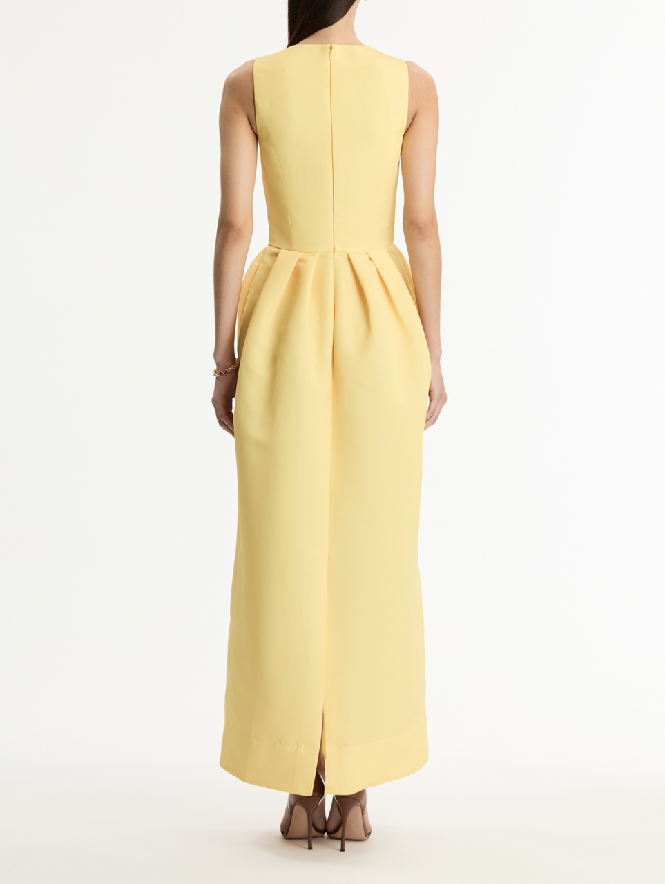 SLEEVLESS CHINE CYCLAMEN FAILLE MIDI DRESS