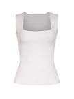 SQUARE NECK TOP INSTASCULPT RIB IN WHITE