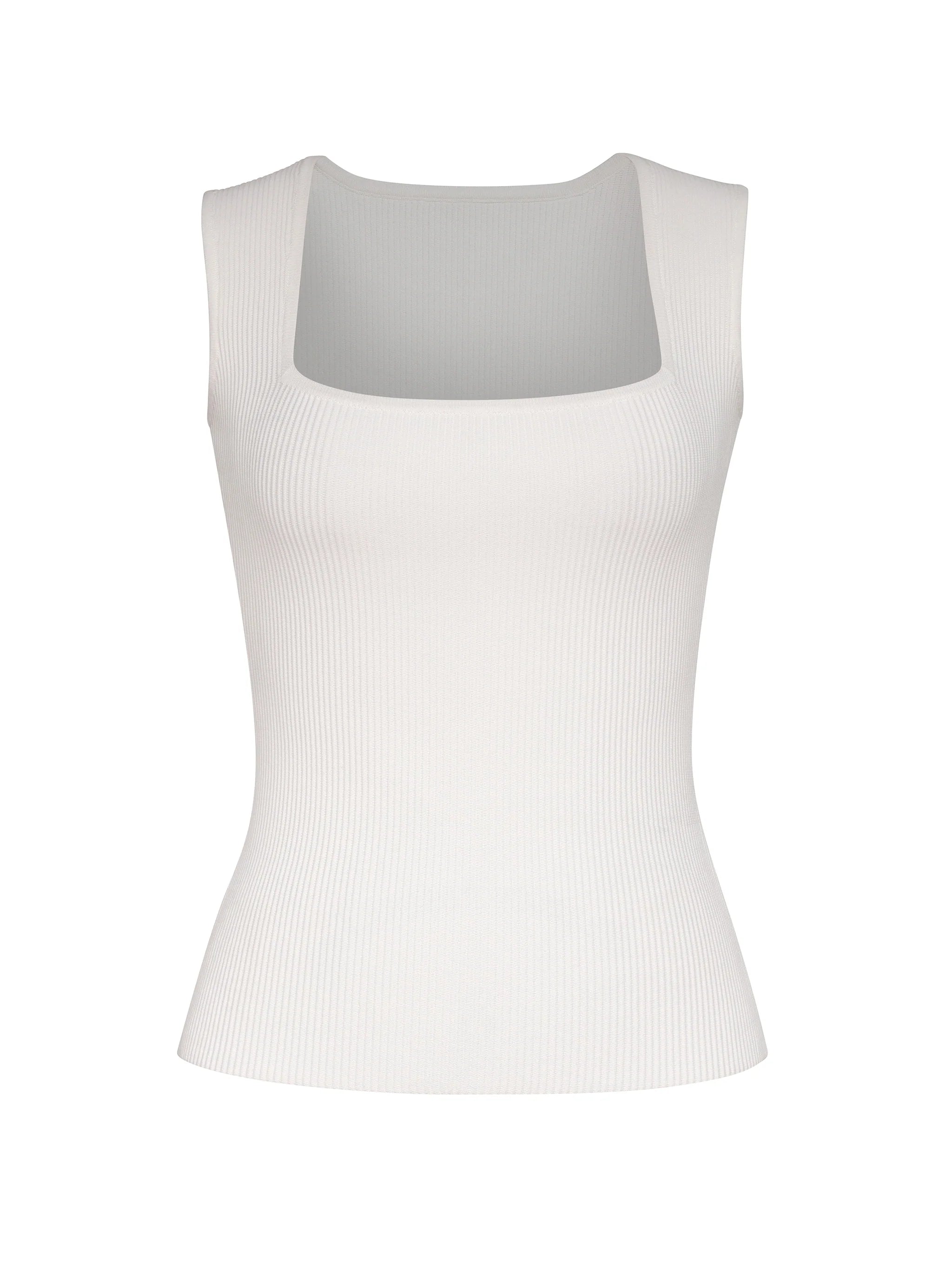 SQUARE NECK TOP INSTASCULPT RIB IN WHITE
