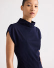 FUNNEL NECK SLEEVELESS TOP IN MERINO WOOL