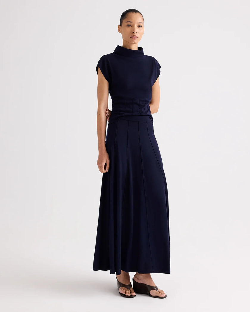 SEAMED MAXI SKIRT IN MERINO WOOL