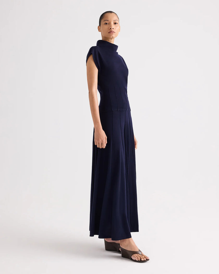 SEAMED MAXI SKIRT IN MERINO WOOL