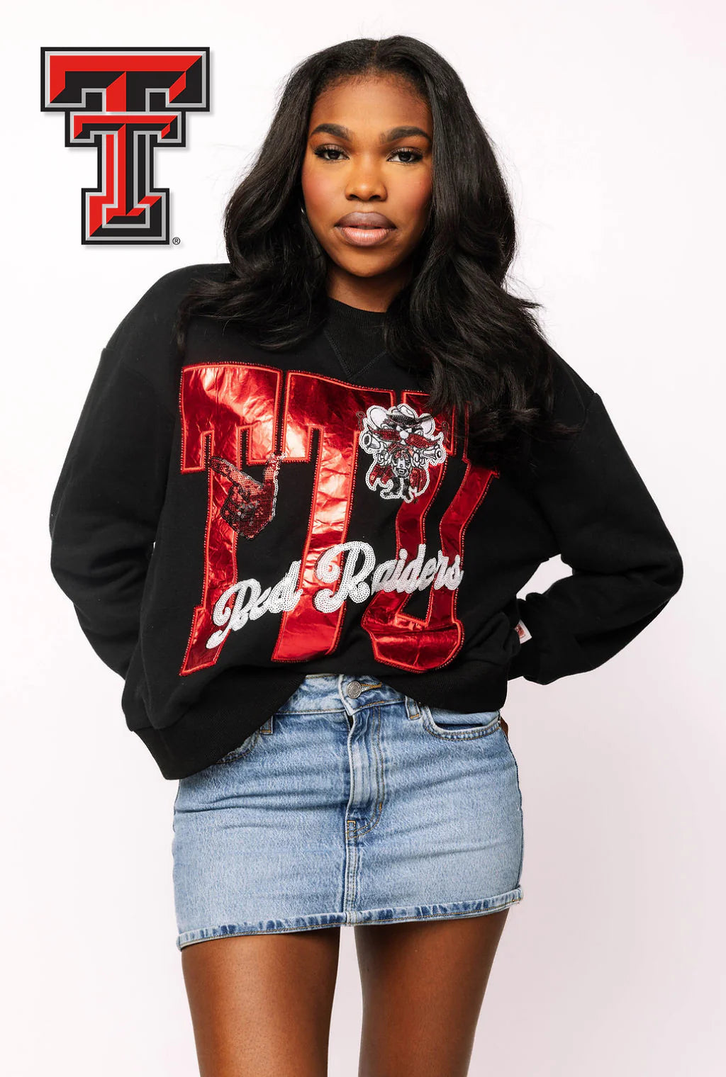 LICENSED TEXAS TECH METALLIC WORD WITH ICONS SWEATSHIRT