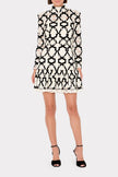 WILLA VELVET FLOCKED LACE MOCK NECK DRESS