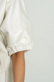 POPPY TOP IN FAUX LEATHER CARRARA