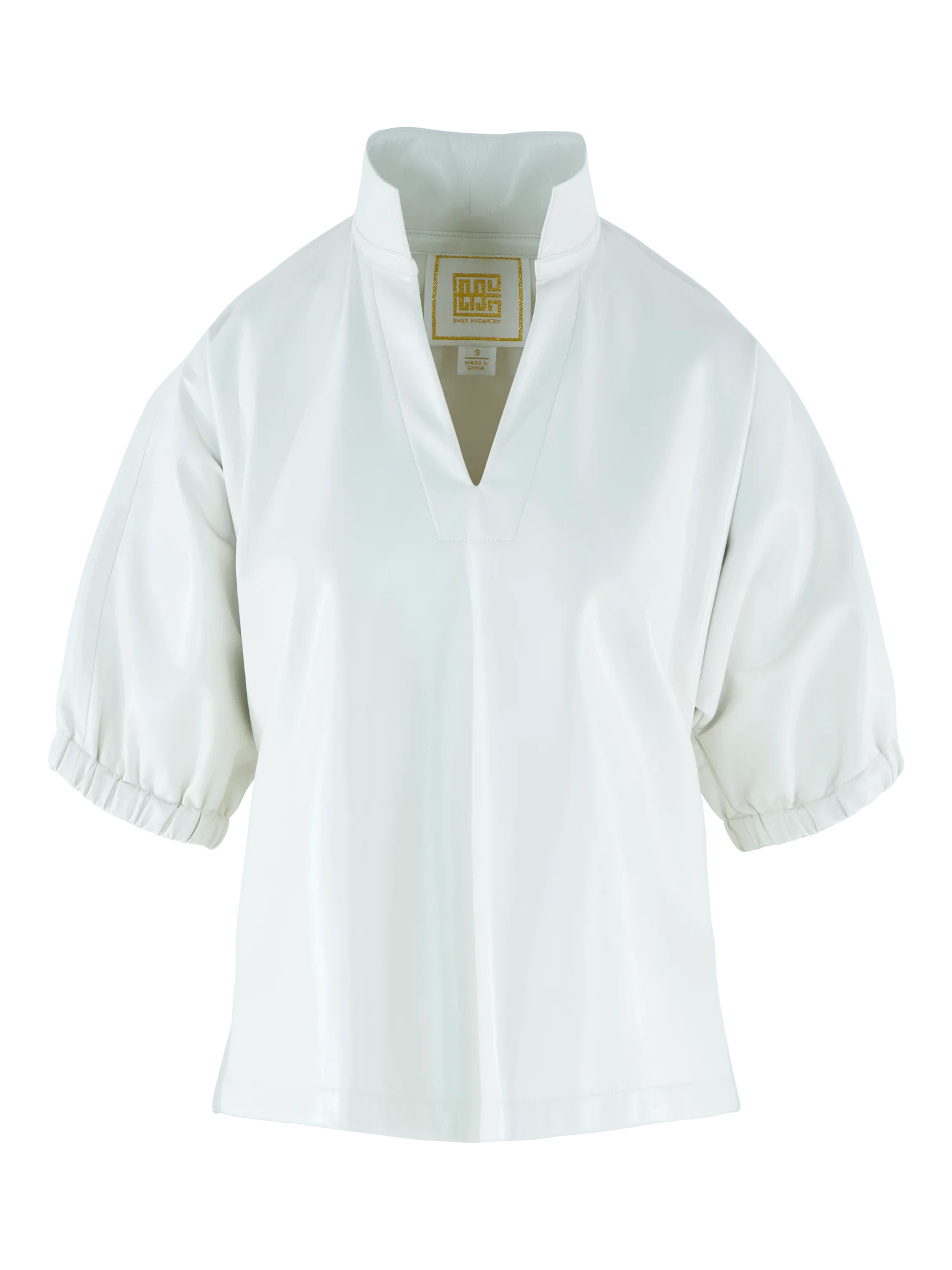 POPPY TOP IN FAUX LEATHER CARRARA