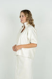 POPPY TOP IN FAUX LEATHER CARRARA