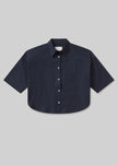 FRANCES CROPPED CAPE BUTTON UP IN NAVY