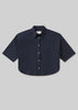 FRANCES CROPPED CAPE BUTTON UP IN NAVY